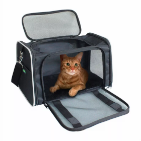 GOOPAWS Soft-Sided Kennel Pet Carrier for Small Dogs, Cats, Puppy, Airline Approved Cat Carriers Dog Carrier Collapsible, Travel Handbag & Car Seat (Color: Black / Grey, Option: Polyester, size: 17" x 10" x 11.5")