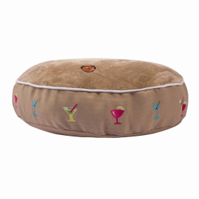 Halo Round Martinis Dog Bed (Color: Safari, size: S)