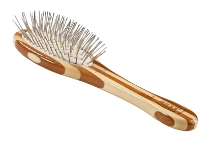 Bass Brushes- Style & Detangle Pet Brush (Color: Striped Bamboo, Option: Alloy, Bamboo, size: small)